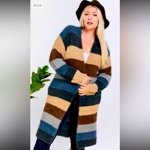 Plus Size Ultra Soft Furry Longline Open Front Cardigan